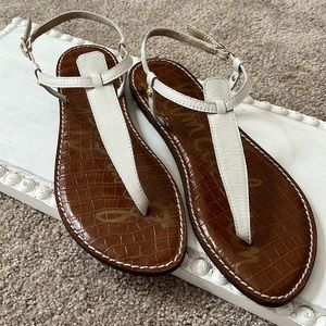 Sam Edelman Gigi White Leather Sandals, Size 9.5